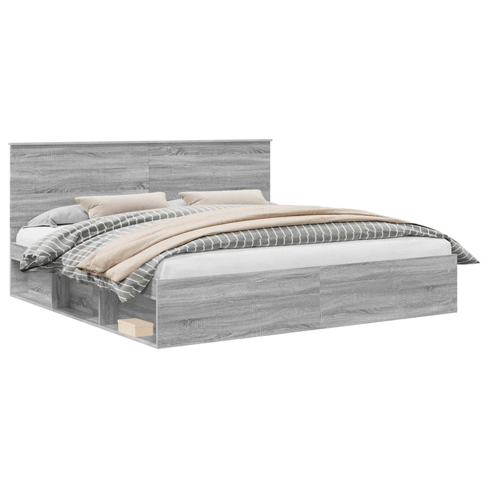 Cadru de pat Gri Sonoma 200 x 200 cm Lemn de pin masiv - WALTI WALTI