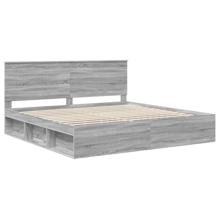 Cadru de pat Gri Sonoma 200 x 200 cm Lemn de pin masiv - WALTI WALTI