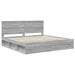 Cadru de pat Gri Sonoma 200 x 200 cm Lemn de pin masiv - WALTI WALTI