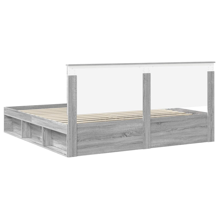 Cadru de pat Gri Sonoma 200 x 200 cm Lemn de pin masiv - WALTI WALTI