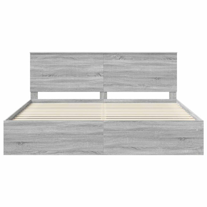 Cadru de pat Gri Sonoma 200 x 200 cm Lemn de pin masiv - WALTI WALTI