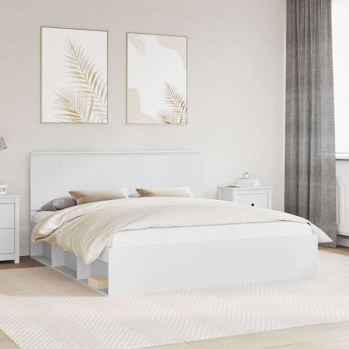 Cadru de pat cu headboard Alb 180 x 200 cm Lemn de pin masiv - WALTI WALTI