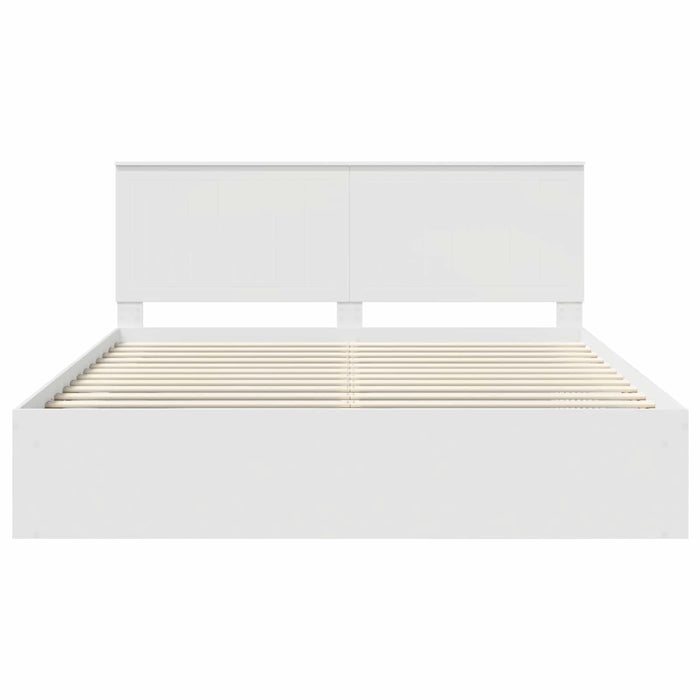 Cadru de pat cu headboard Alb 180 x 200 cm Lemn de pin masiv - WALTI WALTI