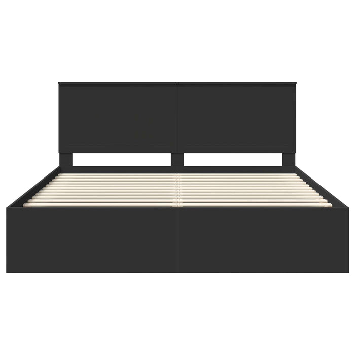 Cadru de pat cu headboard Negru 180 x 200 cm Lemn de pin masiv - WALTI WALTI
