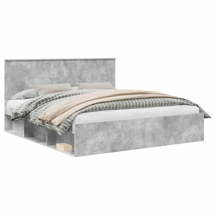 Cadru de pat cu headboard Beton 180 x 200 cm Lemn de pin masiv - WALTI WALTI