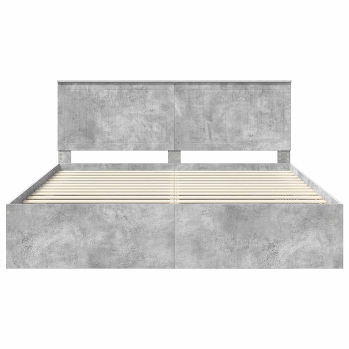 Cadru de pat cu headboard Beton 180 x 200 cm Lemn de pin masiv - WALTI WALTI