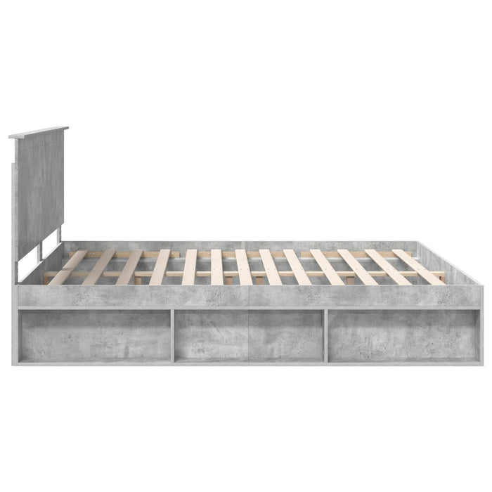 Cadru de pat cu headboard Beton 180 x 200 cm Lemn de pin masiv - WALTI WALTI