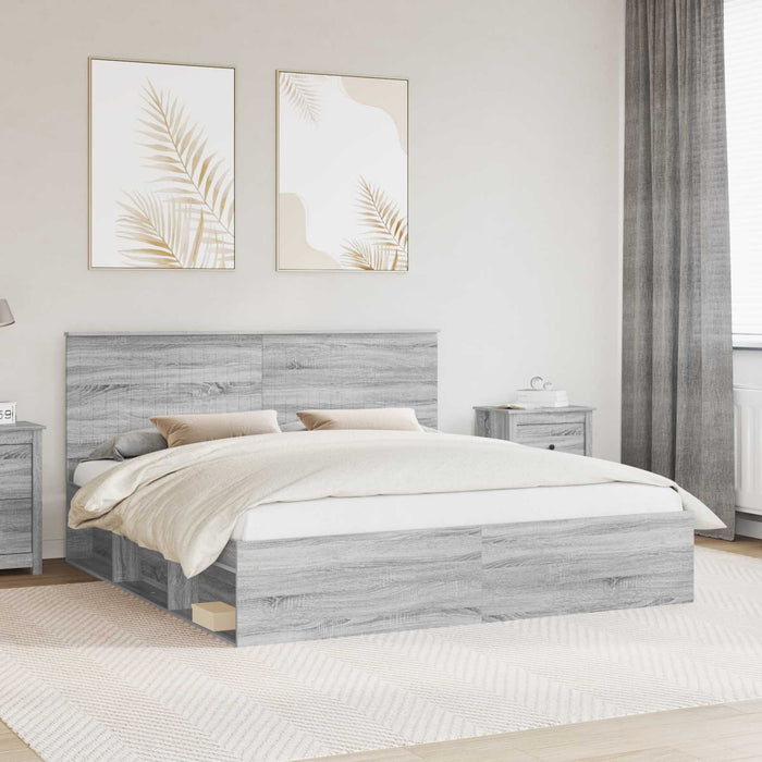 Cadru de pat Gri Sonoma 180 x 200 cm Lemn de pin masiv - WALTI WALTI