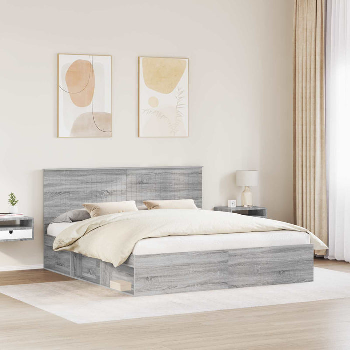 Cadru de pat Gri Sonoma 180 x 200 cm Lemn de pin masiv - WALTI WALTI
