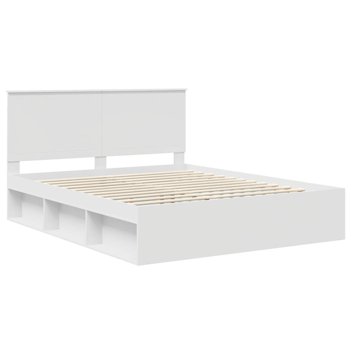 Cadru de pat cu headboard Alb 160 x 200 cm Lemn de pin masiv - WALTI WALTI