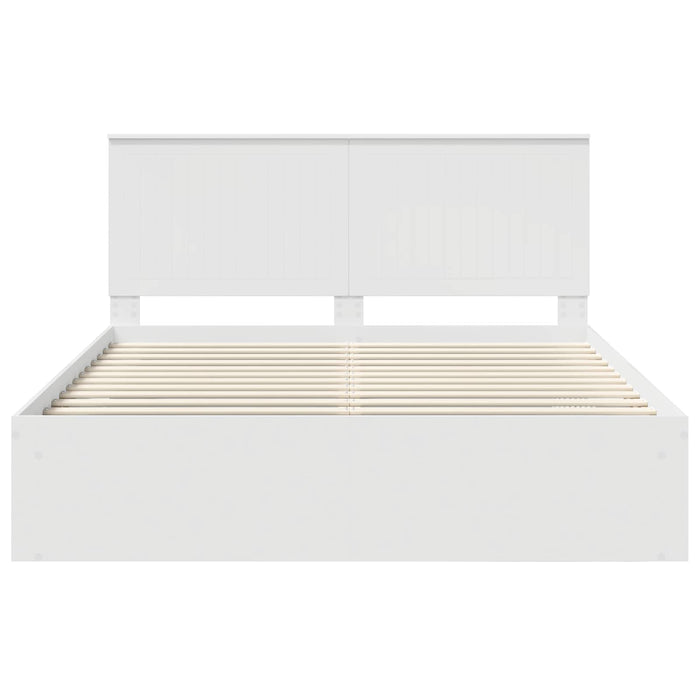 Cadru de pat cu headboard Alb 160 x 200 cm Lemn de pin masiv - WALTI WALTI