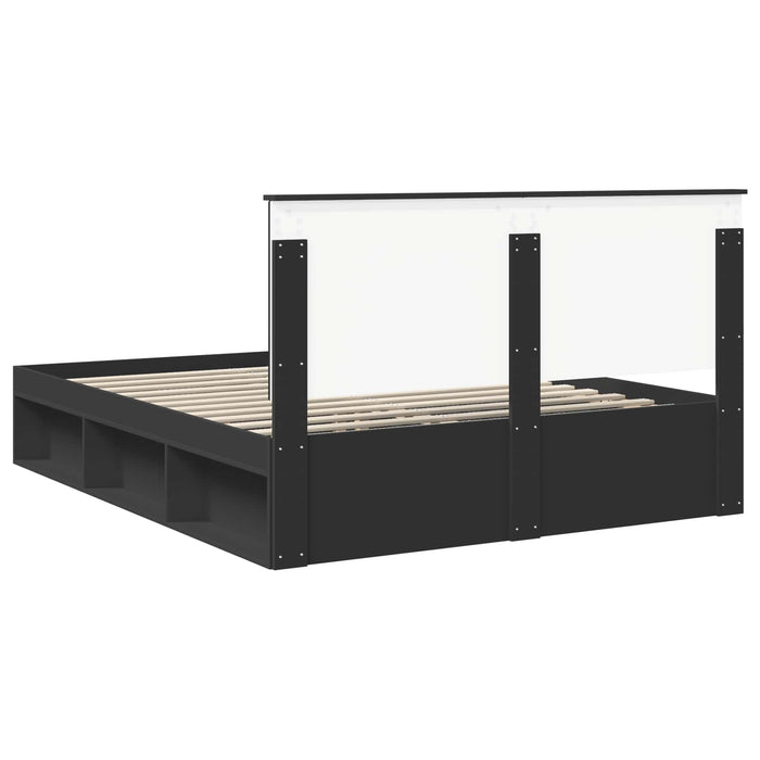 Cadru de pat cu headboard Negru 160 x 200 cm Lemn de pin masiv - WALTI WALTI