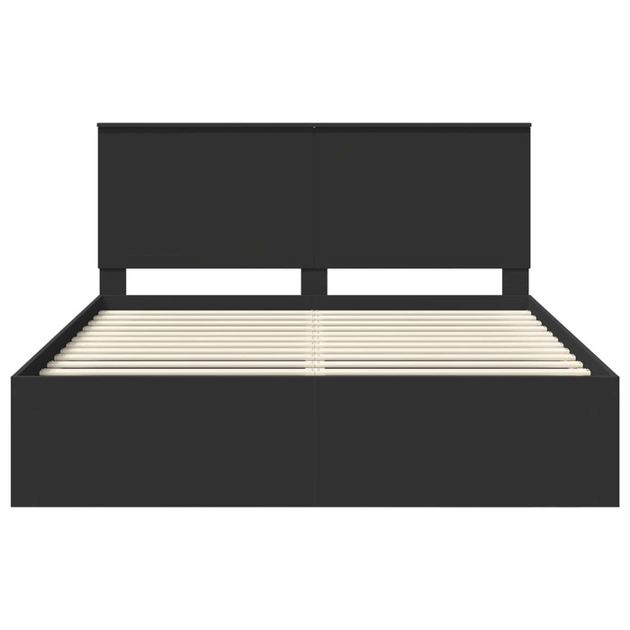 Cadru de pat cu headboard Negru 160 x 200 cm Lemn de pin masiv - WALTI WALTI