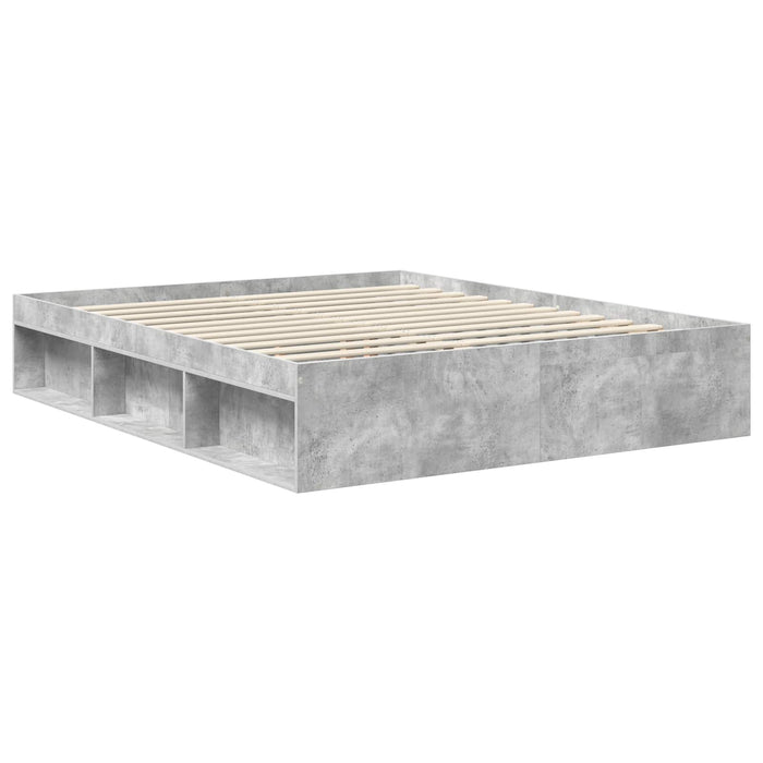 Cadru de pat cu headboard Beton 160 x 200 cm Lemn de pin masiv - WALTI WALTI