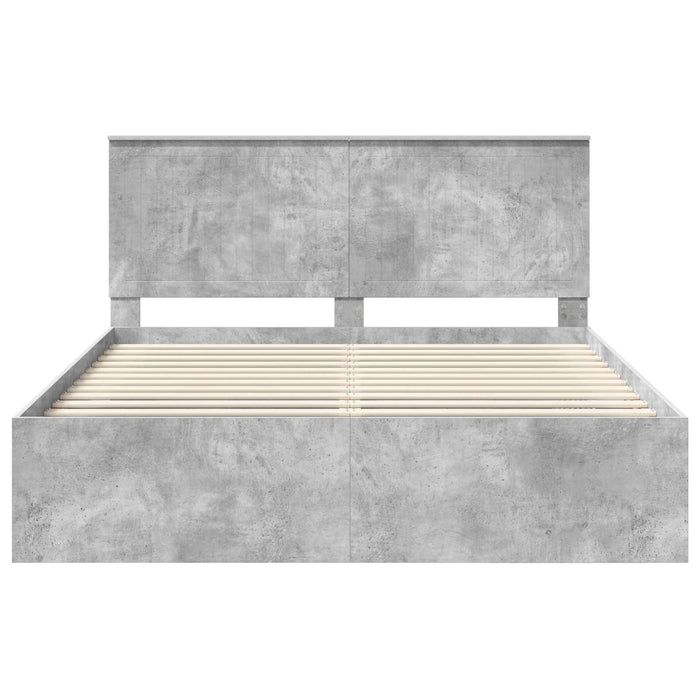 Cadru de pat cu headboard Beton 160 x 200 cm Lemn de pin masiv - WALTI WALTI