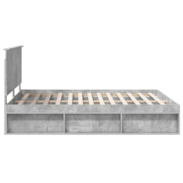 Cadru de pat cu headboard Beton 160 x 200 cm Lemn de pin masiv - WALTI WALTI