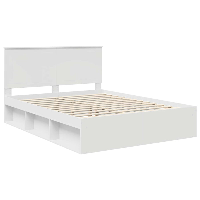 Cadru de pat cu headboard Alb 150 x 200 cm Lemn de pin masiv - WALTI WALTI