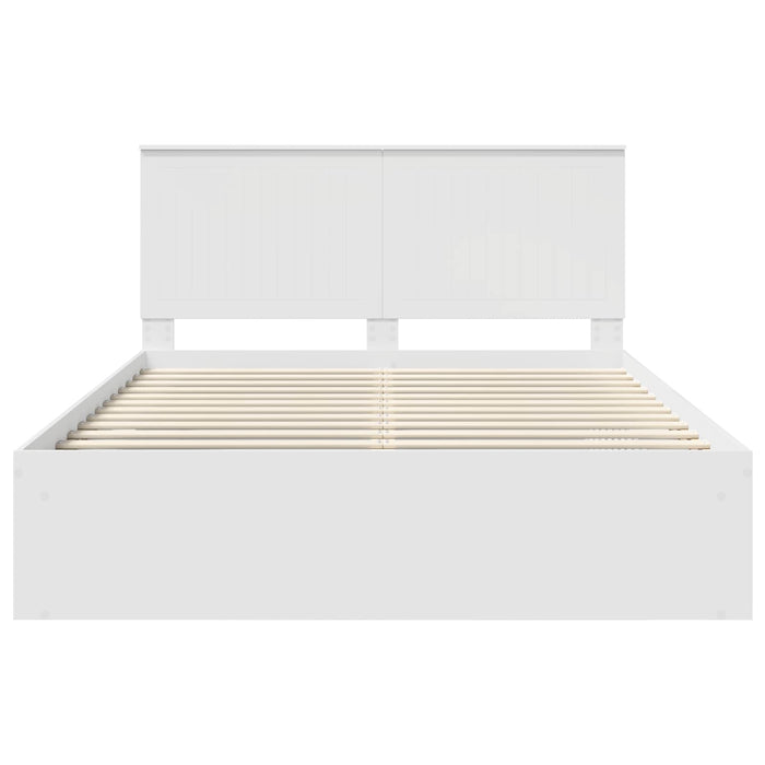 Cadru de pat cu headboard Alb 150 x 200 cm Lemn de pin masiv - WALTI WALTI