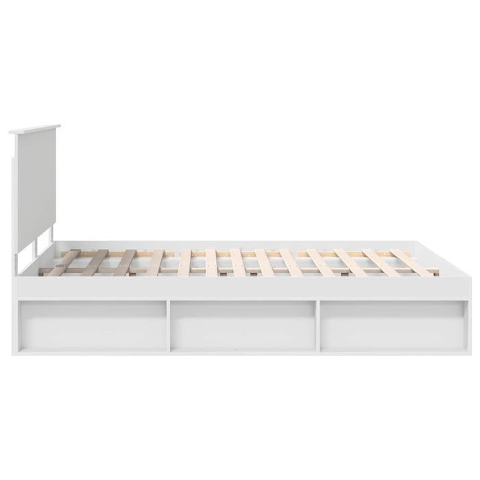 Cadru de pat cu headboard Alb 150 x 200 cm Lemn de pin masiv - WALTI WALTI