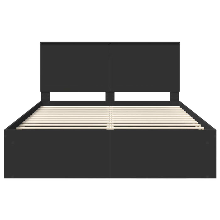 Cadru de pat cu headboard Negru 150 x 200 cm Lemn de pin masiv - WALTI WALTI