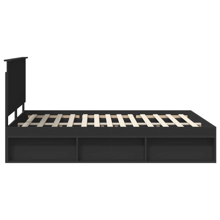 Cadru de pat cu headboard Negru 150 x 200 cm Lemn de pin masiv - WALTI WALTI