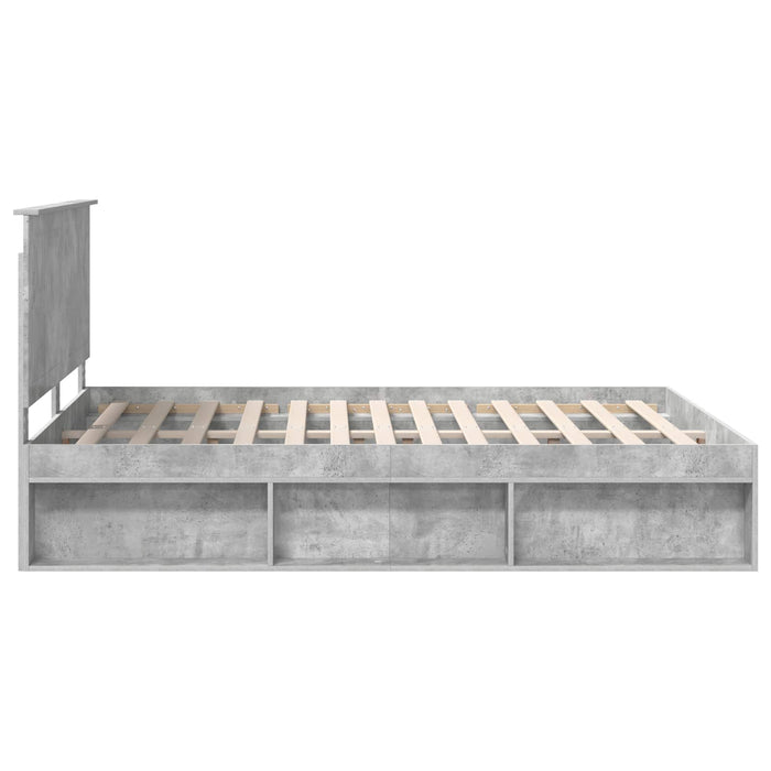 Cadru de pat Gri Concret 150 x 200 cm Lemn de pin masiv - WALTI WALTI