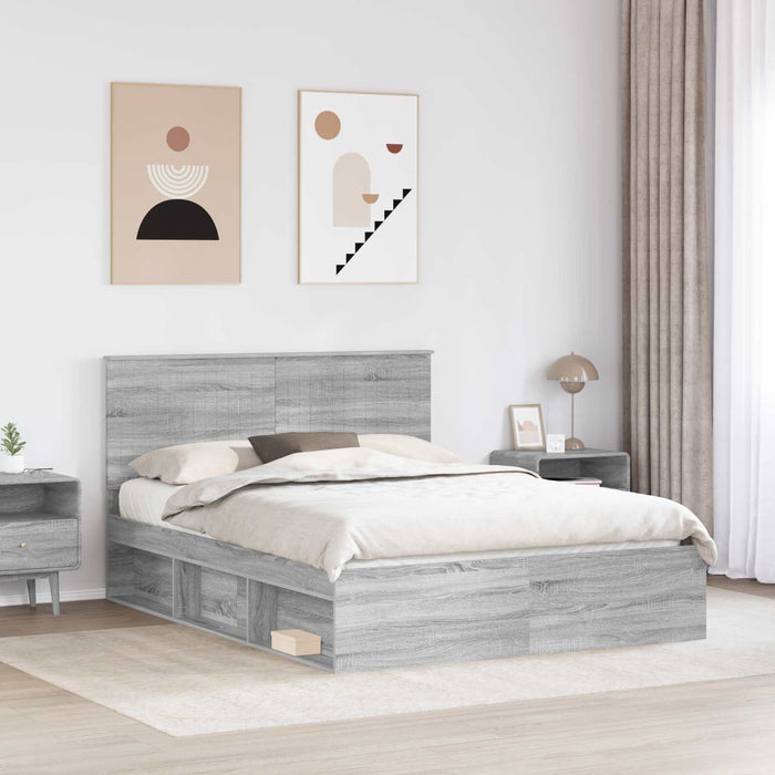 Cadru de pat Gri Sonoma 150 x 200 cm Lemn de pin masiv - WALTI WALTI