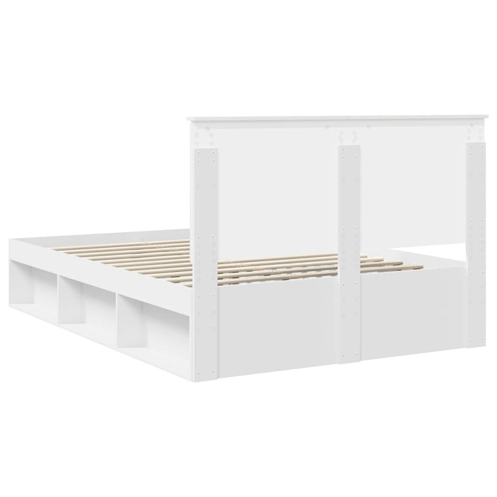 Cadru de pat cu headboard Alb 140 x 200 cm Lemn de pin masiv - WALTI WALTI