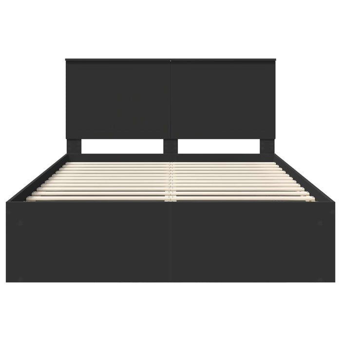 Cadru de pat cu headboard Negru 140 x 200 cm Lemn de pin masiv - WALTI WALTI