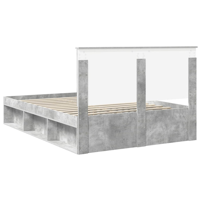 Cadru de pat cu headboard Beton 140 x 200 cm Lemn de pin masiv - WALTI WALTI