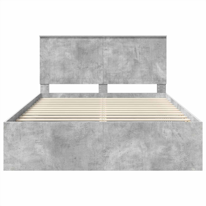 Cadru de pat cu headboard Beton 140 x 200 cm Lemn de pin masiv - WALTI WALTI