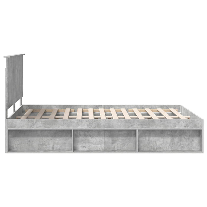Cadru de pat cu headboard Beton 140 x 200 cm Lemn de pin masiv - WALTI WALTI