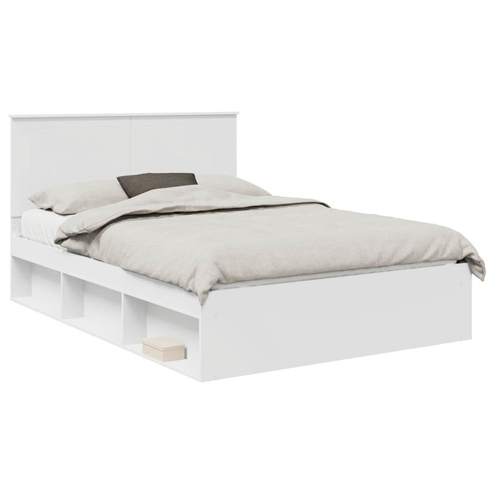 Cadru de pat cu headboard Alb 140 x 190 cm Lemn de pin masiv - WALTI WALTI