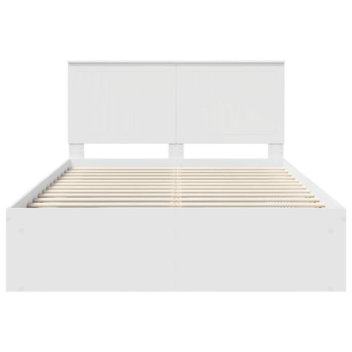Cadru de pat cu headboard Alb 140 x 190 cm Lemn de pin masiv - WALTI WALTI