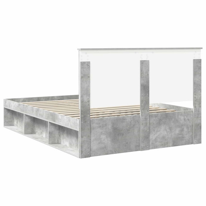 Cadru de pat cu headboard Beton 140 x 190 cm Lemn de pin masiv - WALTI WALTI