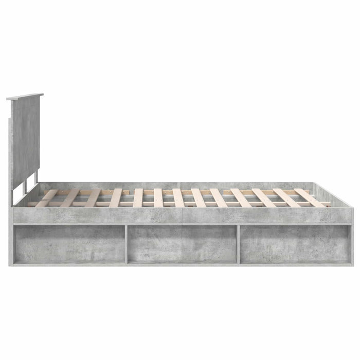 Cadru de pat cu headboard Beton 140 x 190 cm Lemn de pin masiv - WALTI WALTI