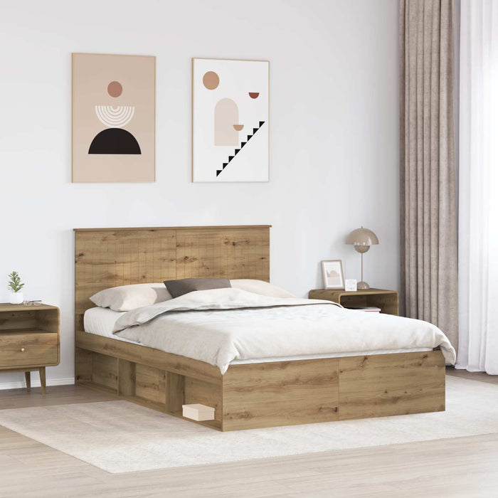 Cadru de pat Stejar artizanal 140 x 190 cm Lemn de pin masiv - WALTI WALTI
