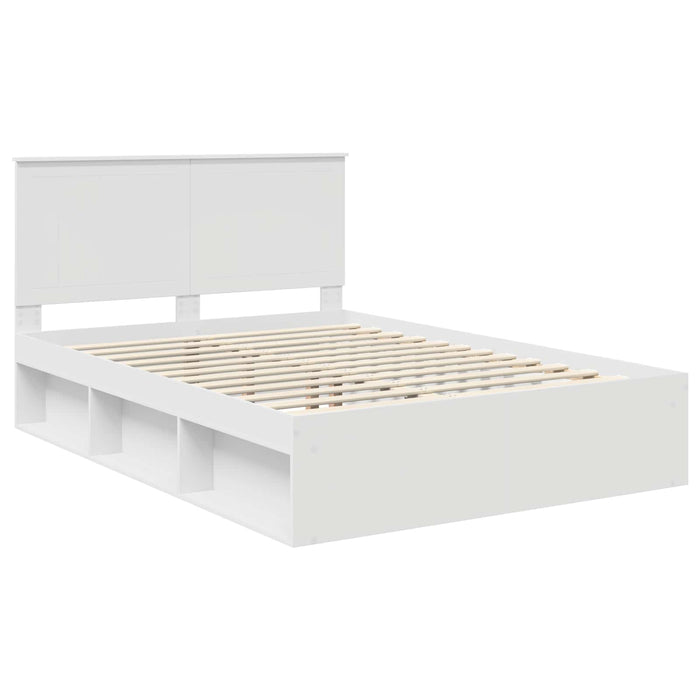 Cadru de pat cu headboard Alb 135 x 190 cm Lemn de pin masiv WALTI