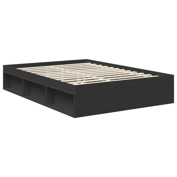Cadru de pat cu headboard Negru 135 x 190 cm Lemn de pin masiv - WALTI WALTI