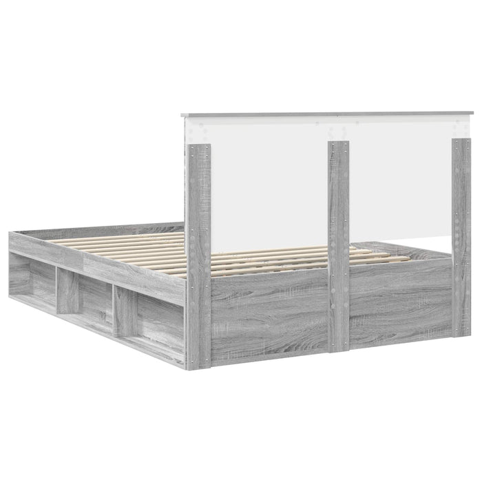 Cadru de pat Gri Sonoma 135 x 190 cm Lemn de pin masiv - WALTI WALTI