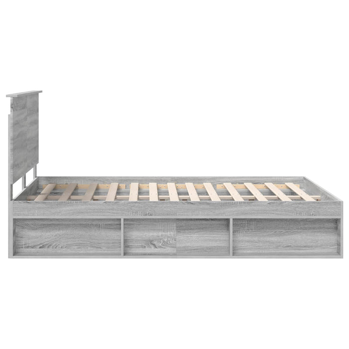 Cadru de pat Gri Sonoma 135 x 190 cm Lemn de pin masiv - WALTI WALTI