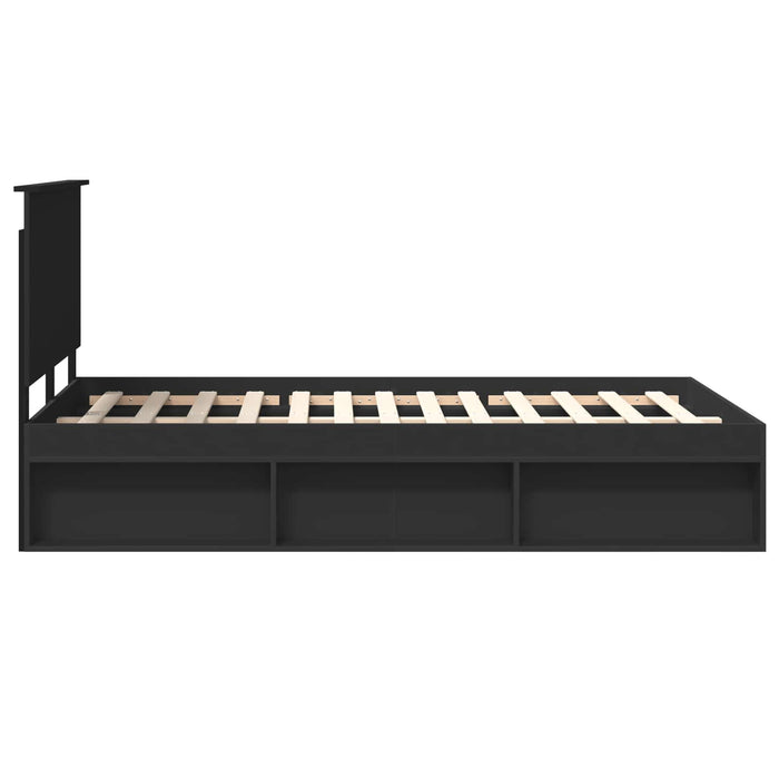 Cadru de pat cu headboard Negru 120 x 200 cm Lemn de pin masiv - WALTI WALTI