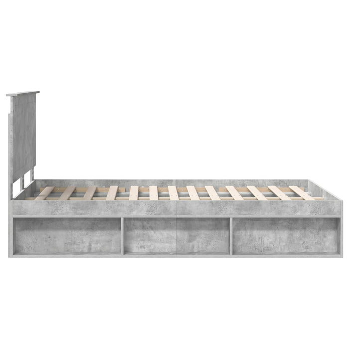 Cadru de pat cu headboard Beton 120 x 200 cm Lemn de pin masiv - WALTI WALTI