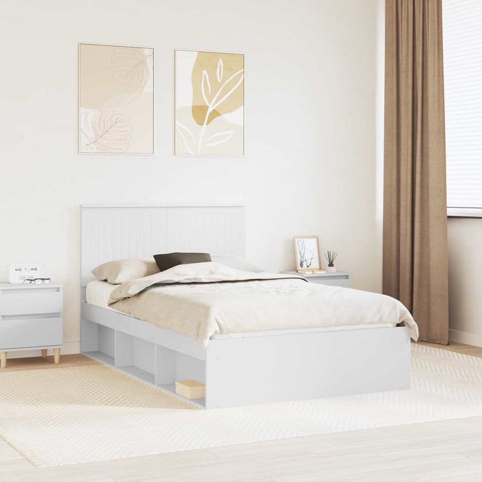 Cadru de pat cu headboard Alb 120 x 190 cm Lemn de pin masiv - WALTI WALTI