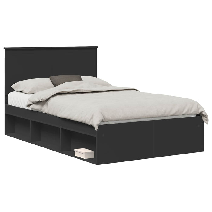 Cadru de pat cu headboard Negru 120 x 190 cm Lemn de pin masiv - WALTI WALTI