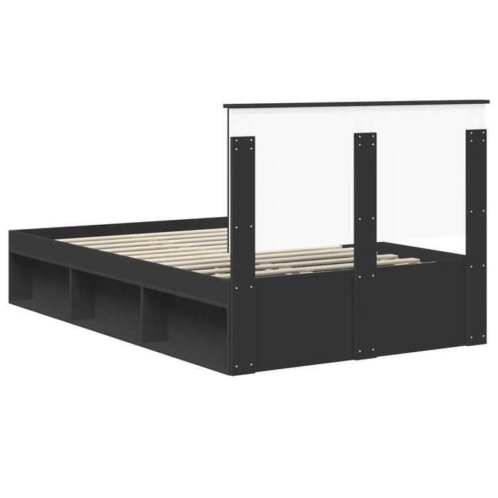 Cadru de pat cu headboard Negru 120 x 190 cm Lemn de pin masiv - WALTI WALTI