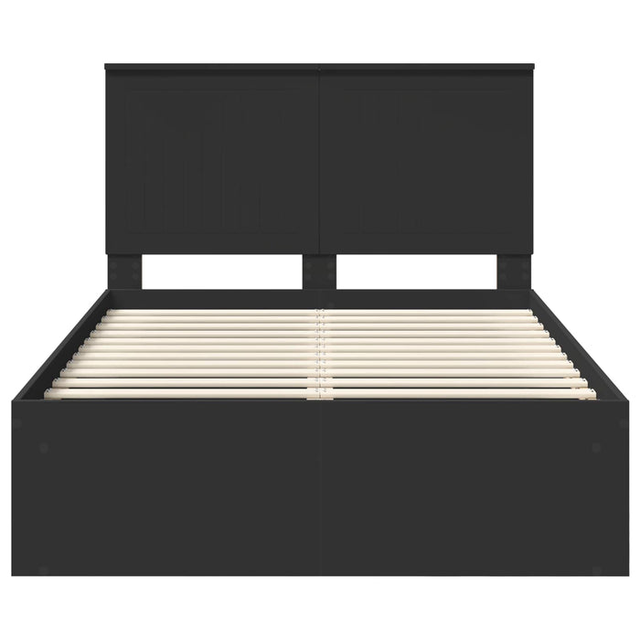 Cadru de pat cu headboard Negru 120 x 190 cm Lemn de pin masiv - WALTI WALTI