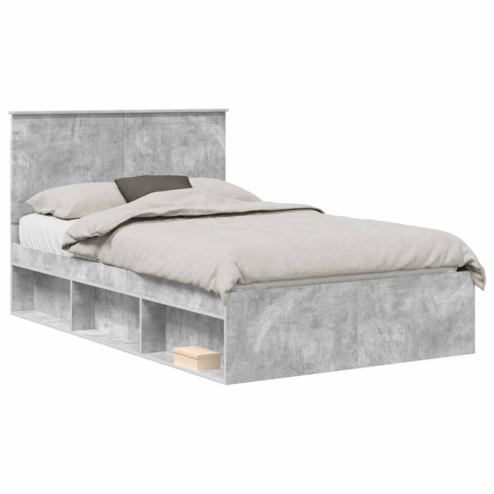 Cadru de pat cu headboard Beton 120 x 190 cm Lemn de pin masiv - WALTI WALTI