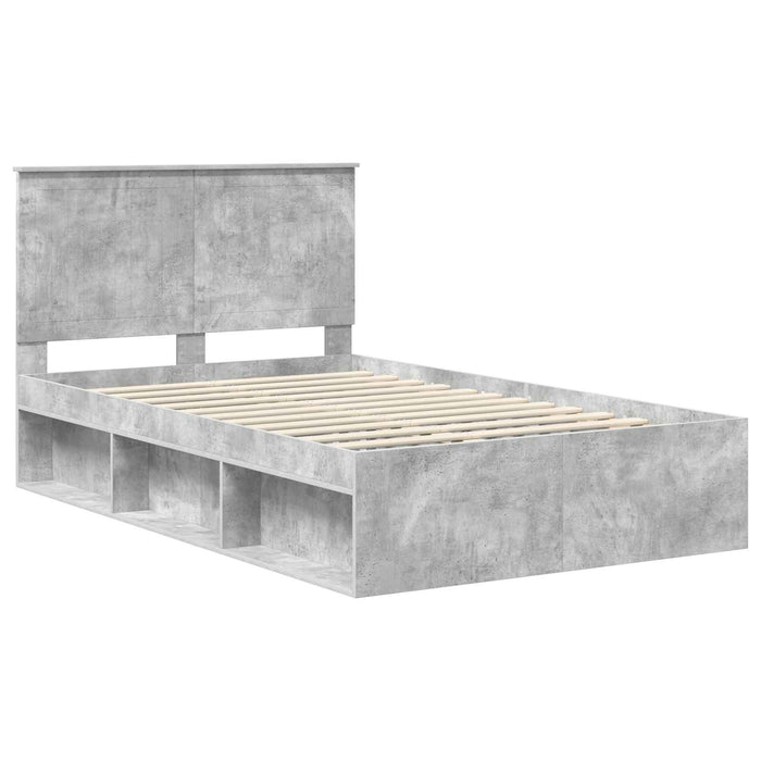Cadru de pat cu headboard Beton 120 x 190 cm Lemn de pin masiv - WALTI WALTI