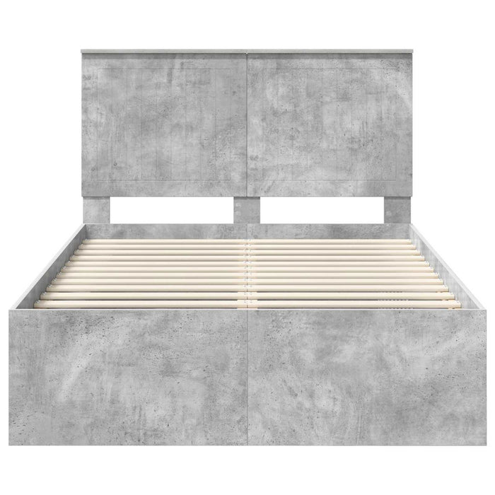 Cadru de pat cu headboard Beton 120 x 190 cm Lemn de pin masiv - WALTI WALTI